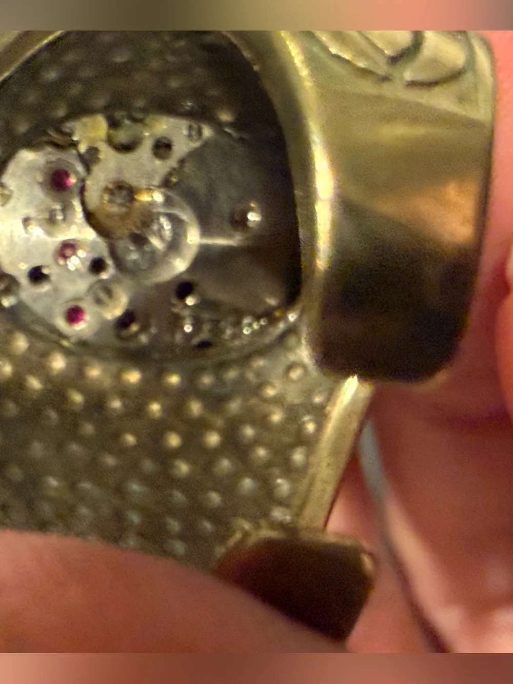 Artist Made Steampunk Watch Movement Ring Vintage Gruen 17 Jewel Filigree Brass